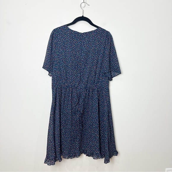Madewell Flutter Sleeve Navy Sugar Dot Dress - Picture 4 of 8